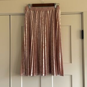 A New Day Pleated Velvet Skirt in Pink